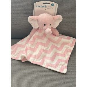 Carter’s Pink Elephant Zig Zag Baby Girl Security Blanket Lovey Plush 2017 New